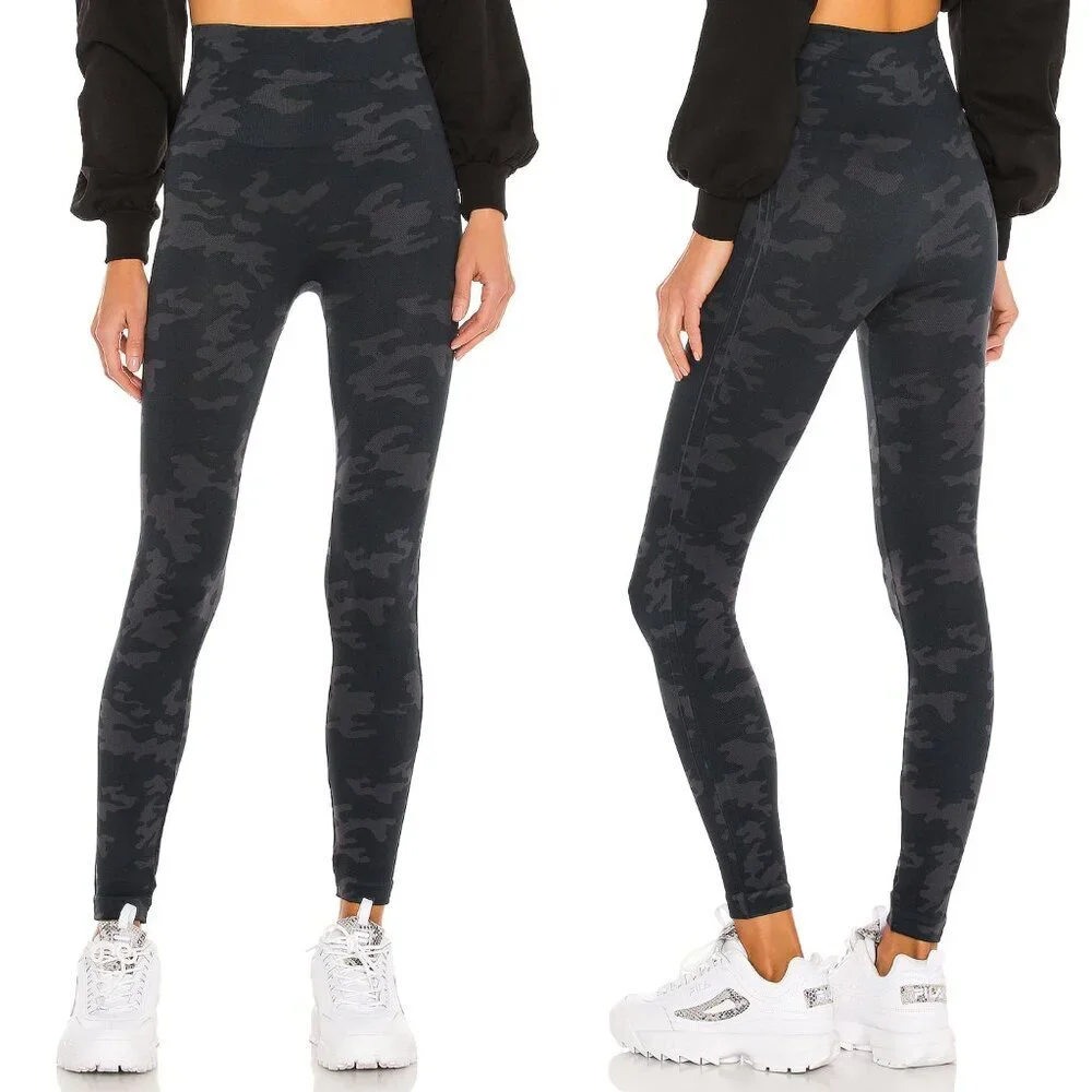 Spanx Black Camo Printed Look At Me Now Seamless Leggings